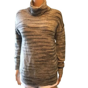 Skechers turtle neck Black Gray Knit Pullover Stretch Casual Cozy sweater Lady S